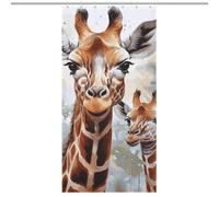 HETPLSD Watercolor Deer Giraffe Shower Curtain with 12 Hooks, Rust Proof Grommets, Waterproof Heavy Duty Polyester Bath Curtains Fabric Shower Curtain Liner for Bath Tub, Machine Washable