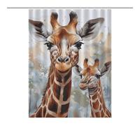 HETPLSD Watercolor Deer Giraffe Shower Curtain with 12 Hooks, Rust Proof Grommets, Waterproof Heavy Duty Polyester Bath Curtains Fabric Shower Curtain Liner for Bath Tub, Machine Washable