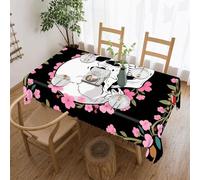 HETPLSD White Skull & Pink Cherry Blossoms Tablecloth 60"x86" Rectangle Table Cloth, Washable Durable Polyester Fabric, Dining Table Cover for Kitchen, Party & Outdoor Picnic - Machine Washable
