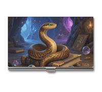 HETPLSD Witchy Snake Business Card Holder, Slim Metal Name Cards Organizer, Professional Business Card Case for Men & Women