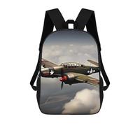 HETPLSD World War 2 Aircraft Airplane Backpack - Durable 600D Polyester, 17 Inch Backpack with Ergonomic Adjustable Straps, Lightweight Travel Bag for Men & Women