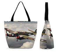 HETPLSD World War 2 Aircraft Airplane Tote Bag, Stylish Women's Handbags Large Capacity, Durable Oxford Grocery Bag for Work, Shopping
