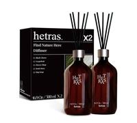hetras Premium Reed Diffuser Set 16.9 fl.oz. 2 Pack | Hotel Wood - Luxurious Forest Scent | Long-Lasting Luxury Fragrance with 10 Reed Sticks for Home & Office | Gifts for Loved One