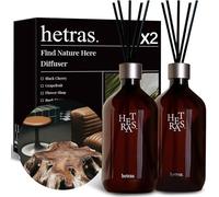 hetras Premium Reed Diffuser Set 16.9 fl.oz. 2 Pack | Hotel Wood - Luxurious Forest Scent | Long-Lasting Luxury Fragrance with 10 Reed Sticks for Home & Office | Gifts for Loved One