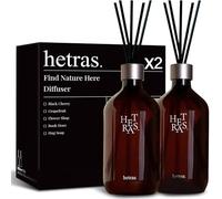 hetras Premium Reed Diffuser Set 16.9 fl.oz. 2 Pack | Pure Laundry - Cotton & Musk Scent | Long-Lasting Luxury Fragrance with 10 Reed Sticks for Home & Office | Gifts for Loved One