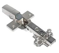 Hettich 1 piece Hinge Cup Mute, Zinc Die-Cast Nickel-Plated, Modern Style, 35 mm Diameter, 110° Offset, Cross Mounting Plate, Item No 20413