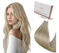 Hetto Blonde Tape in Hair Extensions Human Hair Invisible Tape Hair Extensions Real Human Hair Tape in Extensions 12 Inch 20 Pieces/30g #17/23
