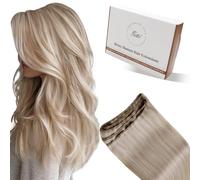 Hetto Blonde Weft Hair Extensions Real Human Hair 100g Ash Blond with Platinum Blonde Sew in Hair Extensions Weft 18 Inch #18/613