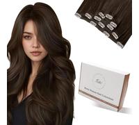Hetto Clip in Hair Extensions Human Hair Brown Natural 20 Inch - Real Hair Extensions Clip in Human Hair Invisible, Easy Wear Hairpieces for Daily Commute & Work 5pcs 80g