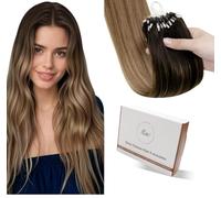 Hetto Micro Beads Hair Extensions Balayage Brown Mix Ash Blonde Natural Shine Micro Rings Hair Extensions for Volume Boost & Length Enhancement 50g 50strands 14 Inch #2/6/18