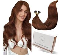 Hetto Nano Hair Extensions Real Human Hair 100g 24 Inch Auburn Copper Nano Beads Hair Extensions Invisible Nano Ring Extensions Straight Hair for UK Formal Events 100strands #33