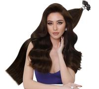 Hetto U Tip Hair Extensions Human Hair Brown Utip Hair Extensions Dark Brown Keratin Bond Hot Fusion 18In 50s/50g #4