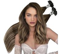 Hetto U Tip Hair Extensions Human Hair Ombre Dark Brown Mixed Ash Blonde Utip Extensions Keratin Bond Hot Fusion 14In 50s/50g #4/18/4