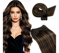 Hetto Weft Hair Extensions Real Human Hair Balayage Brown Mix 22 Inch 100g | Reinforced Double Weft Sew in, Smooth Remy Hair Straight, Full Coverage, Flat for Seamless Blending, Thick Right to the End