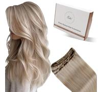 Hetto Weft Hair Extensions Real Human Hair Blonde Sew in Hair Extensions Ash Blonde with Platinum Blonde Human Hair Weft 14 Inch 80g #18/613