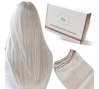 Hetto Weft Hair Extensions Real Human Hair Blonde Sew in Hair Extensions Straight Remy Invisible Double Weft Weave Extensions 12 Inch #60 70g