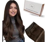 Hetto Weft Hair Extensions Real Human Hair Brown Invisible Sew in Weft Hair Extensions Thick & Durable Human Hair Wefts for Full Head Coverage 12 Inch 70g #4