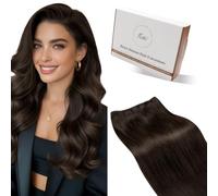 Hetto Weft Hair Extensions Real Human Hair Chocolate Brown 18 Inch 100g - Invisible Sew in Weft Hair Extensions, Thick & Durable Brown Human Hair Wefts for Full Head Coverage #4