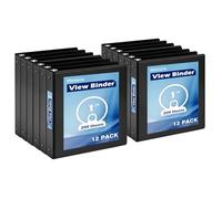 Heture Basic 3 Ring Binder, 1 Inch Round Ring Binder, PVC-Free Plastic Binders, Black Binder for Office School, 200 Sheet 8.5 x 11 Inches Letter Size Paper Capacity (12 Pack,Black)
