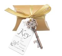 Hetuyon Key Bottle Opener Wedding Favour: 50pcs Vintage Skeleton Party Gift Set with Candy Boxes, Ribbons and Thank You Cards for Guests, Celebrations, Birthday, Baby Showers, Anniversary (Copper)