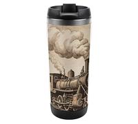 HETVBNS 13 Oz Etching Train Tumbler Stainless Steel Coffee Tumbler with BPA-Free Leak-Proof Lid Travel Mug Vacuum Insulated Coffee Mug Water Bottle for Travel, Gym, Office, Car