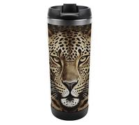 HETVBNS 13 Oz Patterned Leopard Head Tumbler Stainless Steel Coffee Tumbler with BPA-Free Leak-Proof Lid Travel Mug Vacuum Insulated Coffee Mug Water Bottle for Travel, Gym, Office, Car