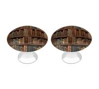 HETVBNS 2 Pack Library Bookshelf Book Cabinet Knobs Round Drawer Pulls | Stainless Steel Kitchen Cabinet Hardware Single Hole with Screws Sturdy Drawer Knobs for Dressers, Cupboards