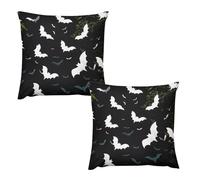HETVBNS 2 Pack Throw Pillow Covers 16 "x16 Double-Sided Soft Plush Pillowcase Decorative Square Pillows Case White Bats Pillow Cover for Living Room, Bedroom, Sofa, Car