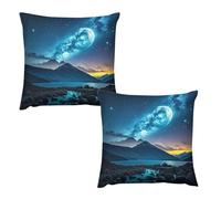 HETVBNS 2 Pack Throw Pillow Covers 16 "x16 Double-Sided Soft Plush Pillowcase Decorative Square Pillows Case Celestial Night Sky Pillow Cover for Living Room, Bedroom, Sofa, Car