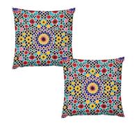 HETVBNS 2 Pack Throw Pillow Covers 16 "x16 Double-Sided Soft Plush Pillowcase Decorative Square Pillows Case Moroccan Color Pillow Cover for Living Room, Bedroom, Sofa, Car