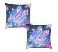 HETVBNS 2 Pack Throw Pillow Covers 16 "x16 Double-Sided Soft Plush Pillowcase Decorative Square Pillows Case Colored Musical Notes Pillow Cover for Living Room, Bedroom, Sofa, Car