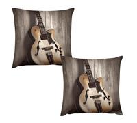 HETVBNS 2 Pack Throw Pillow Covers 16 "x16 Double-Sided Soft Plush Pillowcase Decorative Square Pillows Case Guitar Pictures Pillow Cover for Living Room, Bedroom, Sofa, Car
