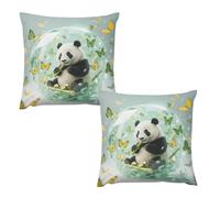 HETVBNS 2 Pack Throw Pillow Covers 16 "x16 Double-Sided Soft Plush Pillowcase Decorative Square Pillows Case Green Crystal Storm Panda Pillow Cover for Living Room, Bedroom, Sofa, Car