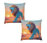 HETVBNS 2 Pack Throw Pillow Covers 16 "x16 Double-Sided Soft Plush Pillowcase Decorative Square Pillows Case Lions in The Desert Pillow Cover for Living Room, Bedroom, Sofa, Car