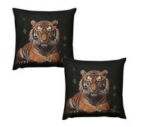 HETVBNS 2 Pack Throw Pillow Covers 16 "x16 Double-Sided Soft Plush Pillowcase Decorative Square Pillows Case with Tiger and Paws Pillow Cover for Living Room, Bedroom, Sofa, Car