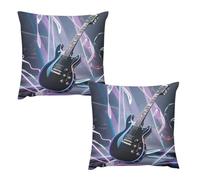 HETVBNS 2 Pack Throw Pillow Covers 16 "x16 Double-Sided Soft Plush Pillowcase Decorative Square Pillows Case Magic Electric Guitar Music Pillow Cover for Living Room, Bedroom, Sofa, Car
