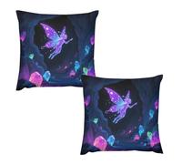 HETVBNS 2 Pack Throw Pillow Covers 16 "x16 Double-Sided Soft Plush Pillowcase Decorative Square Pillows Case Fluorescent Fairy Pillow Cover for Living Room, Bedroom, Sofa, Car