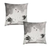 HETVBNS 2 Pack Throw Pillow Covers 16 "x16 Double-Sided Soft Plush Pillowcase Decorative Square Pillows Case Black White Swans Pillow Cover for Living Room, Bedroom, Sofa, Car