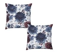 HETVBNS 2 Pack Throw Pillow Covers 16 "x16 Double-Sided Soft Plush Pillowcase Decorative Square Pillows Case Watercolor Dark Blue Pattern Pillow Cover for Living Room, Bedroom, Sofa, Car