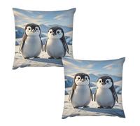HETVBNS 2 Pack Throw Pillow Covers 16 "x16 Double-Sided Soft Plush Pillowcase Decorative Square Pillows Case Cute Penguins Pillow Cover for Living Room, Bedroom, Sofa, Car
