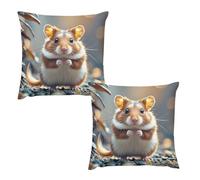 HETVBNS 2 Pack Throw Pillow Covers 16 "x16 Double-Sided Soft Plush Pillowcase Decorative Square Pillows Case Cute and Weird Hamster Pillow Cover for Living Room, Bedroom, Sofa, Car