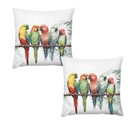 HETVBNS 2 Pack Throw Pillow Covers 16 "x16 Double-Sided Soft Plush Pillowcase Decorative Square Pillows Case Colorful Parrots On Tree Pillow Cover for Living Room, Bedroom, Sofa, Car