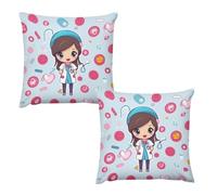 HETVBNS 2 Pack Throw Pillow Covers 16 "x16 Double-Sided Soft Plush Pillowcase Decorative Square Pillows Case Cute Nurse Pillow Cover for Living Room, Bedroom, Sofa, Car
