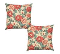 HETVBNS 2 Pack Throw Pillow Covers 16 "x16 Double-Sided Soft Plush Pillowcase Decorative Square Pillows Case Retro Flower Pillow Cover for Living Room, Bedroom, Sofa, Car