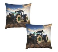 HETVBNS 2 Pack Throw Pillow Covers 16 "x16 Double-Sided Soft Plush Pillowcase Decorative Square Pillows Case Farm Tractor Pillow Cover for Living Room, Bedroom, Sofa, Car