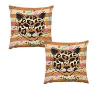 HETVBNS 2 Pack Throw Pillow Covers 16 "x16 Double-Sided Soft Plush Pillowcase Decorative Square Pillows Case Animal Leopard Print Pillow Cover for Living Room, Bedroom, Sofa, Car
