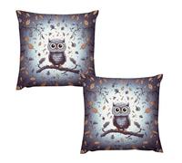 HETVBNS 2 Pack Throw Pillow Covers 18 "x18 Double-Sided Soft Plush Pillowcase Decorative Square Pillows Case Owl Tree Branches Pillow Cover for Living Room, Bedroom, Sofa, Car