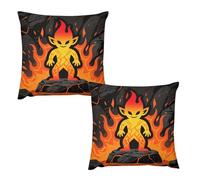 HETVBNS 2 Pack Throw Pillow Covers 18 "x18 Double-Sided Soft Plush Pillowcase Decorative Square Pillows Case Flame Spirit Totem Pillow Cover for Living Room, Bedroom, Sofa, Car