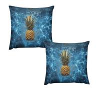 HETVBNS 2 Pack Throw Pillow Covers 18 "x18 Double-Sided Soft Plush Pillowcase Decorative Square Pillows Case Pineapple in The Pool Pillow Cover for Living Room, Bedroom, Sofa, Car