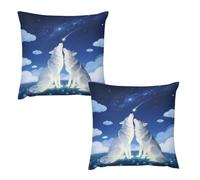 HETVBNS 2 Pack Throw Pillow Covers 18 "x18 Double-Sided Soft Plush Pillowcase Decorative Square Pillows Case Wolf in The Dark Pillow Cover for Living Room, Bedroom, Sofa, Car